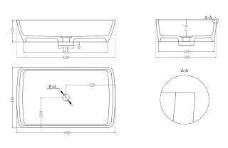Накладная раковина Salini Gloria 11 S-Stone 1102212MRF 65см RAL полностью